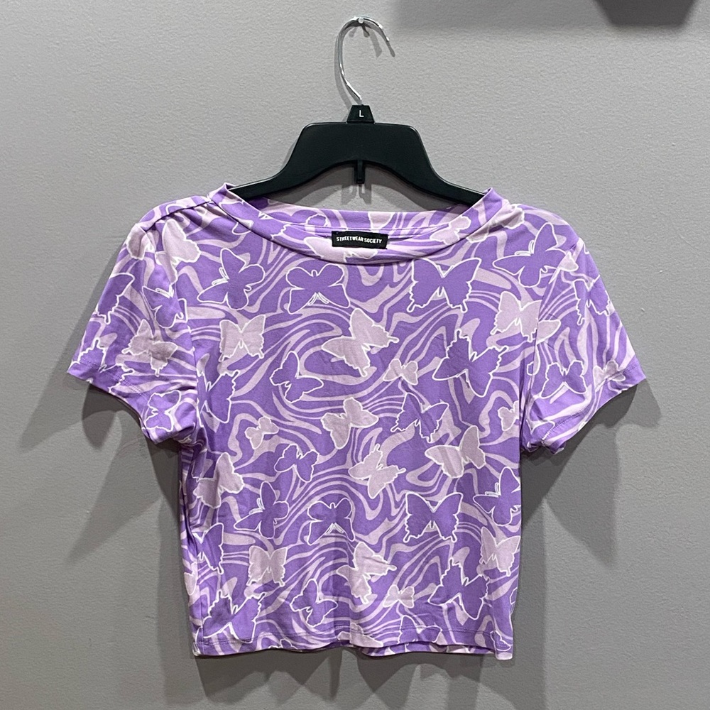 purple butterfly shirt